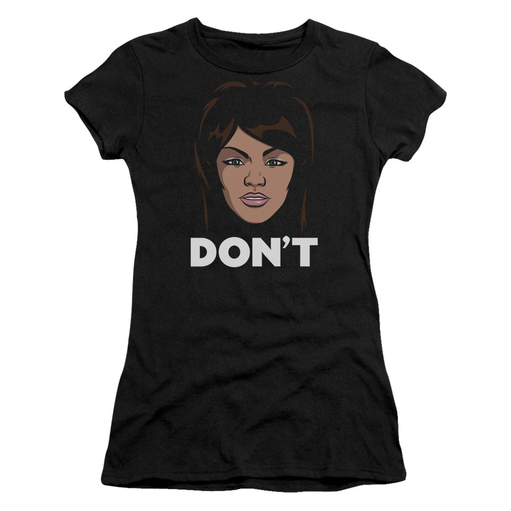 Archer Lana Dont Junior Sheer Cap Sleeve Womens T Shirt Black - clothing by TeeHivey.com