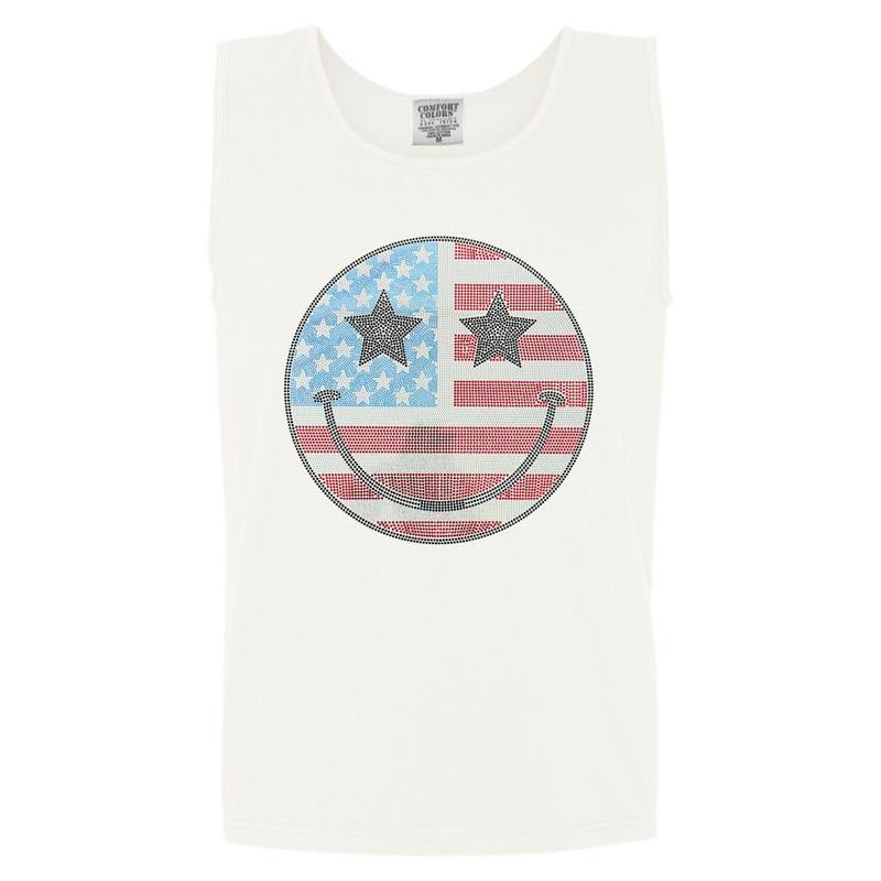 Tank Top - American SPANGLED Happy Face Comfort Colors Tank Top