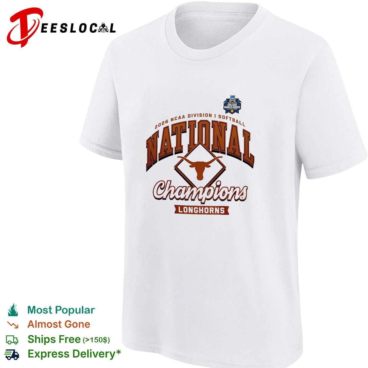 Texas Longhorns NCAA DI national softball champions badge shirt