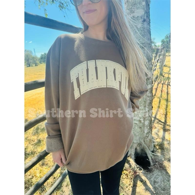 Thankful Puff Mineral Wash Sweatshirt | Fall sweatshirt | Camo Puff sweatshirt | Puff Sweatshirt