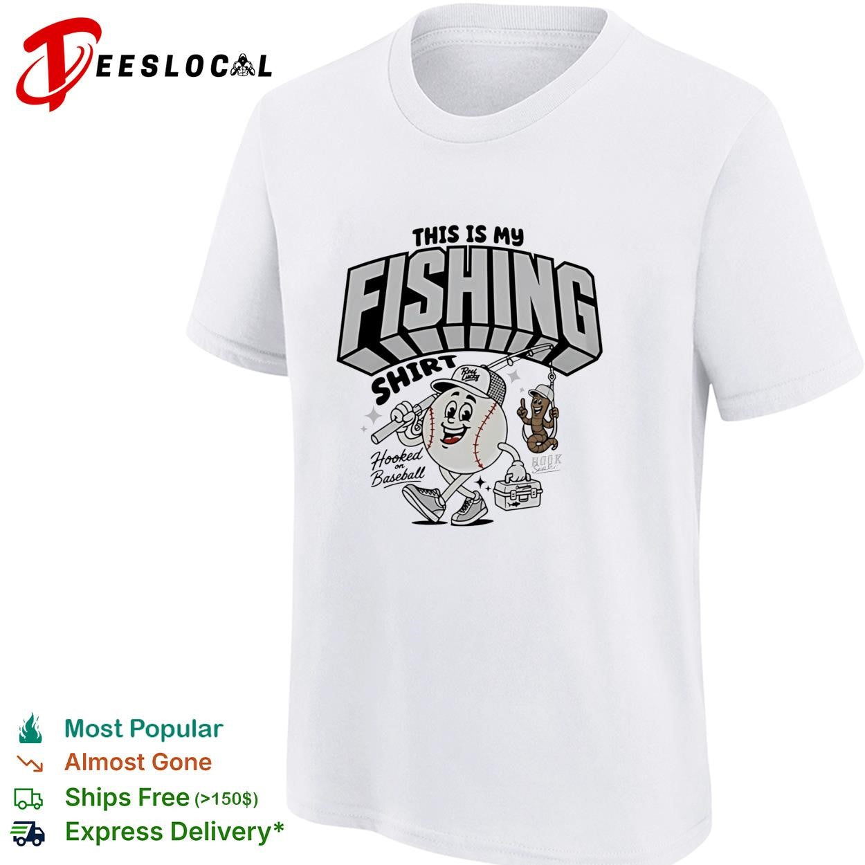 This is my fishing hooked on baseball shirt