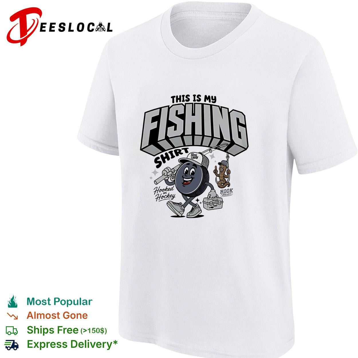 This is my fishing hooked on hockey shirt