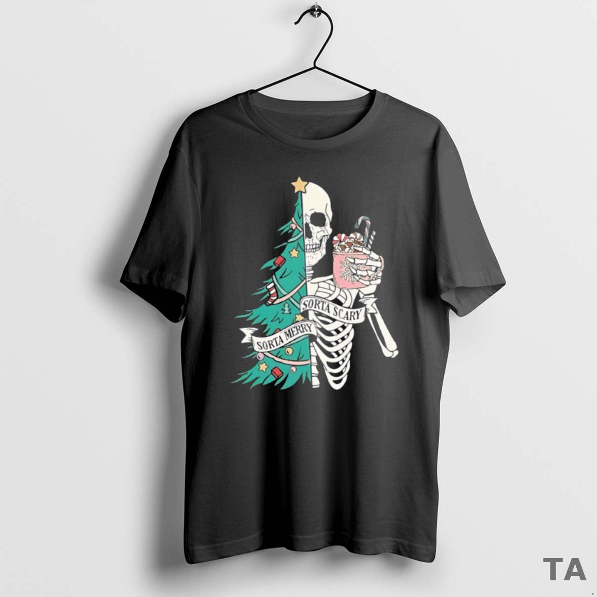 Top Christmas Sorta Merry Sorta Scary Skeleton Xmas T Shirt Sweater - clothing by TeeHivey.com