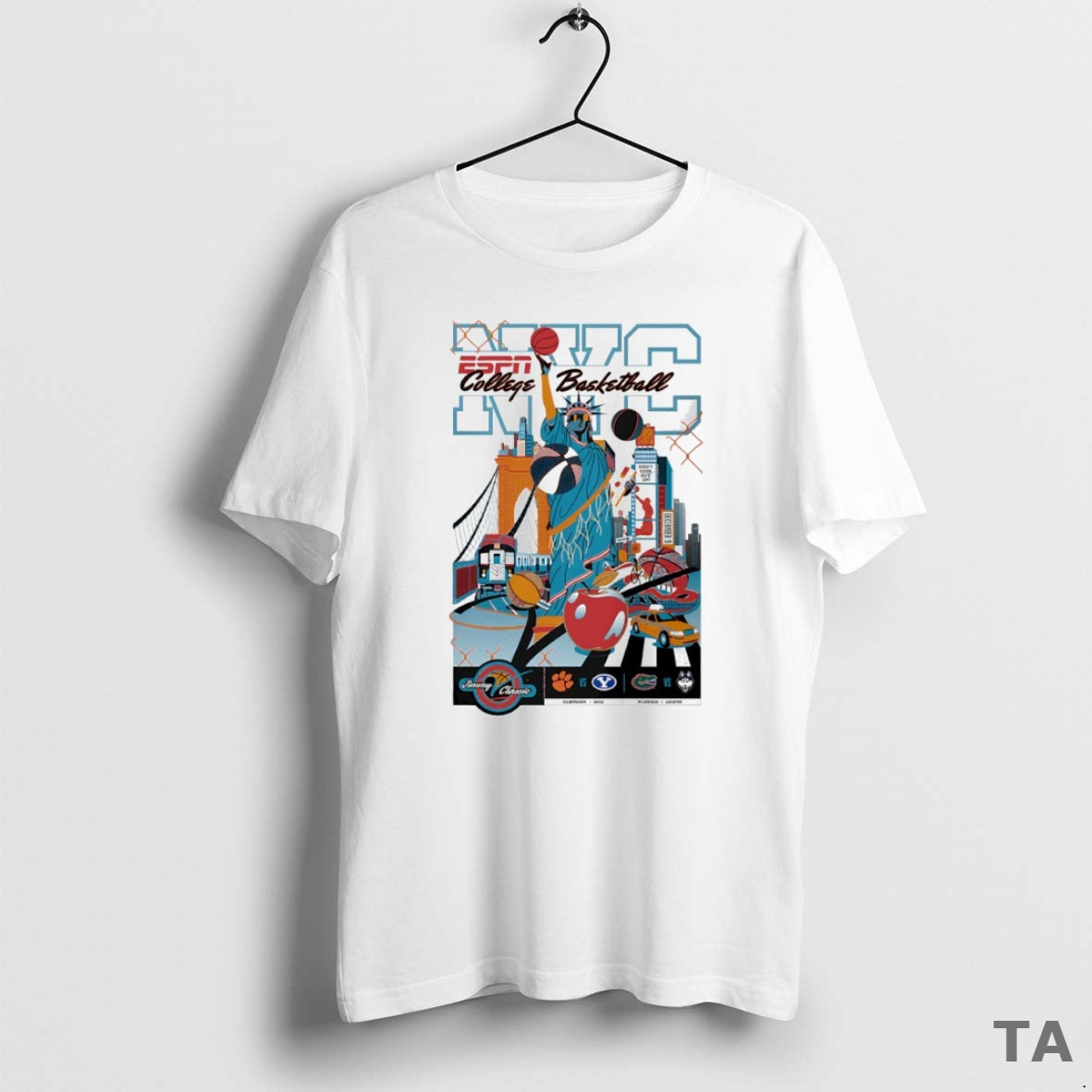 Top Clemson Tigers Vs Byu Cougars Nyc College Basketball Jimmy Classic Circle T Shirt Sweater - clothing by TeeHivey.com
