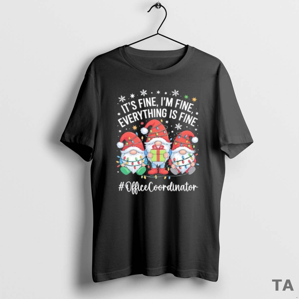 Top Gnome Santa Its Fine Im Fine Everything Is Fine Officecoordinator T Shirt Sweater - clothing by TeeHivey.com