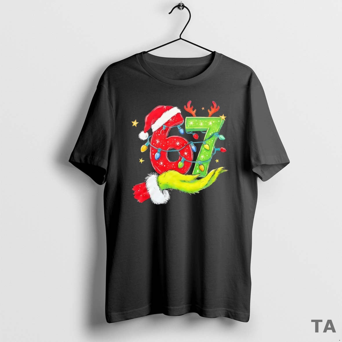 Top Grinch Hand 67 Christmas Lights T Shirt Sweater - clothing by TeeHivey.com