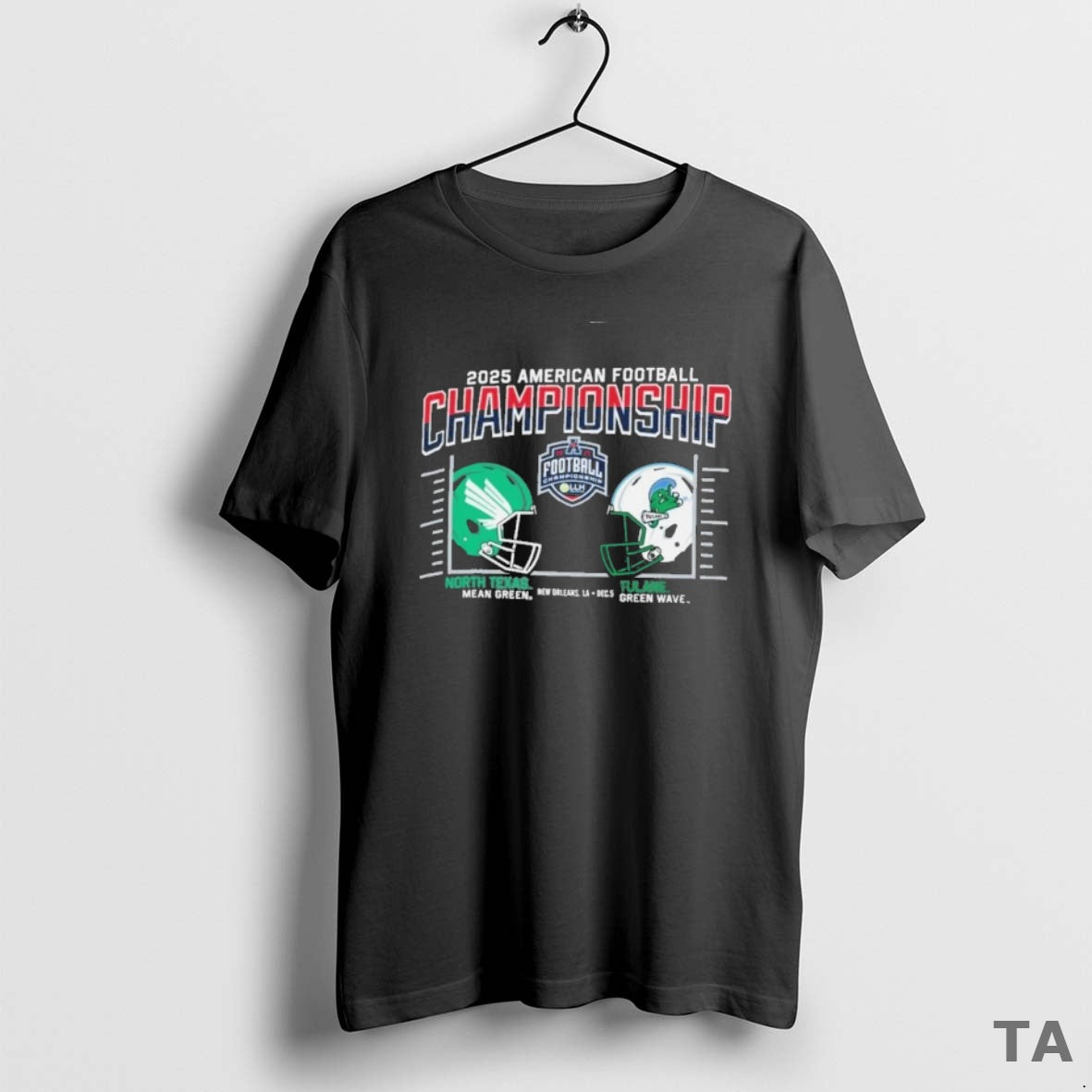 Top Tulane Vs North Texas 2025 Aac Football Championship Duel Helmet T Shirt Sweater - clothing by TeeHivey.com