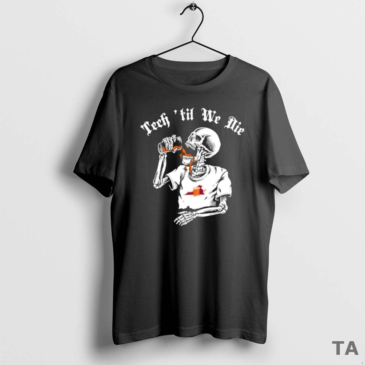 Top Virginia Tech Hokies Tech Til We Die Skeleton T Shirt Sweater - clothing by TeeHivey.com