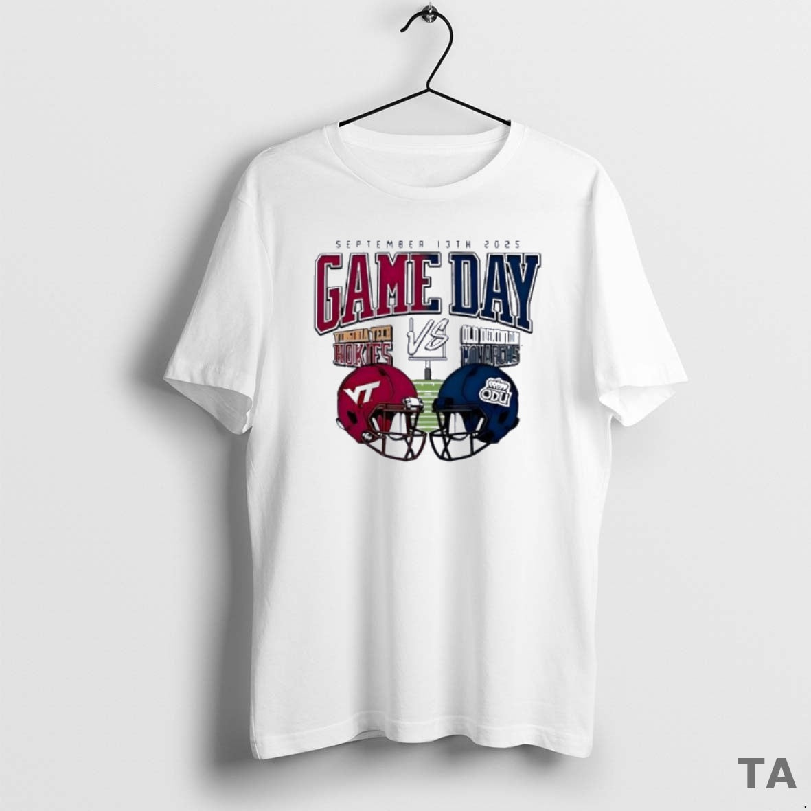 Top Virginia Tech Hokies Vs Old Dominion Monarchs Game Day 2025 Helmet T Shirt Sweater - clothing by TeeHivey.com