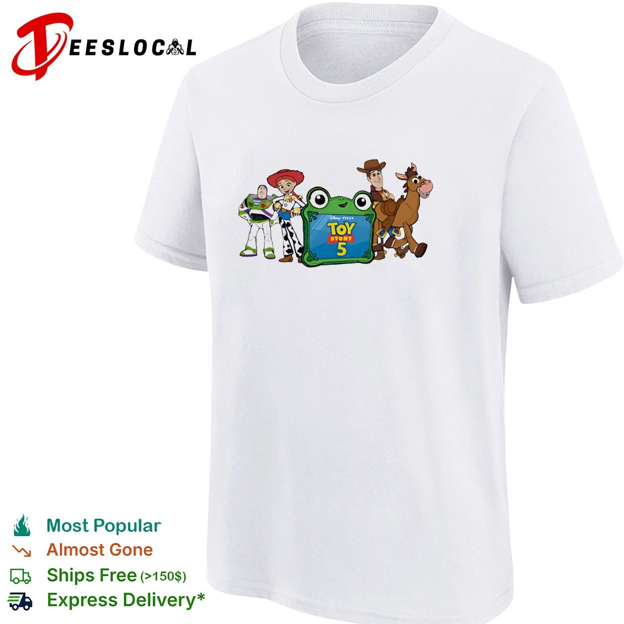Toy Story 5 logo Jessie Buzz Woody and Bullseye group shirt