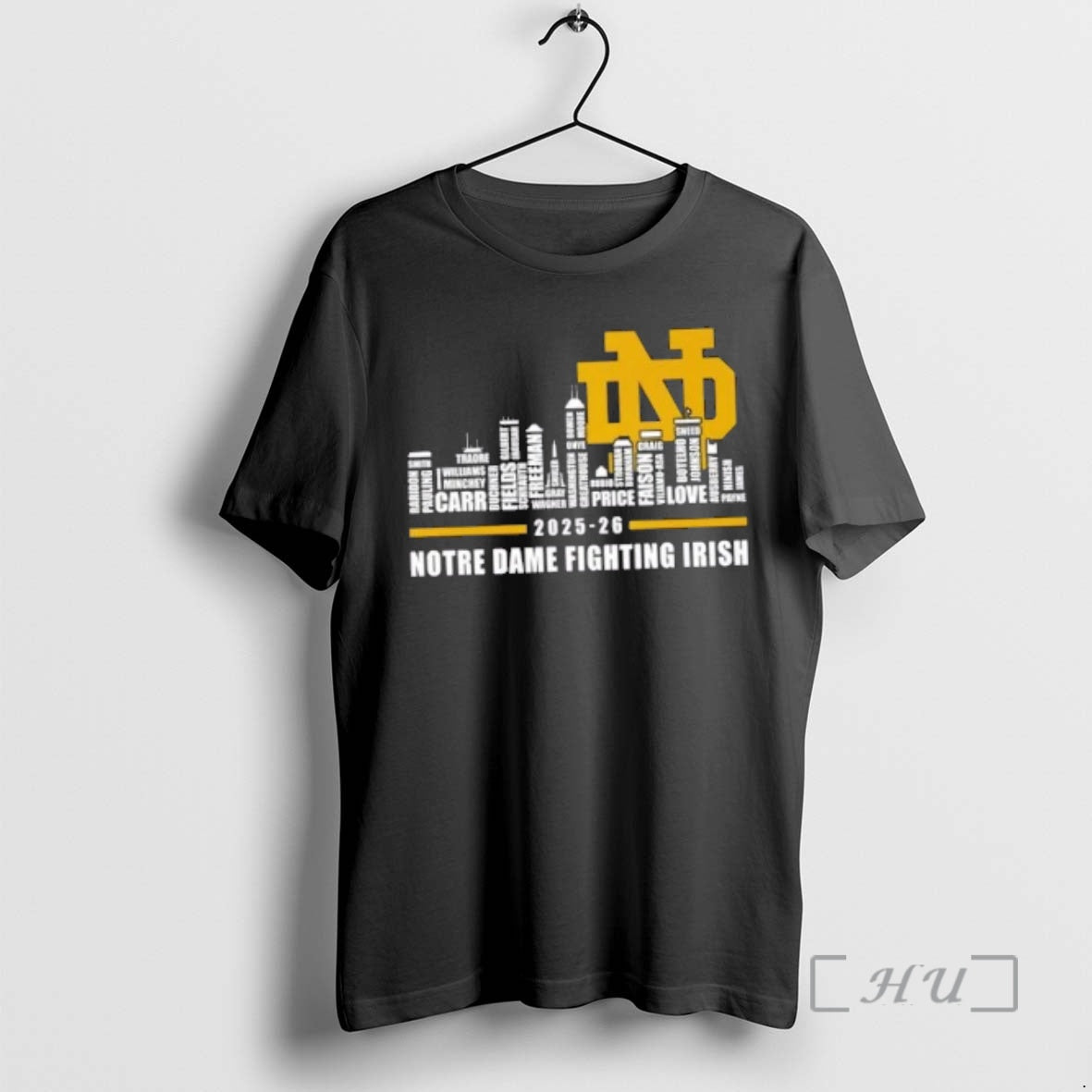 Trending 2025 26 Notre Dame Fighting Irish Football All Names City Skyline Premium T Shirts - clothing by TeeHivey.com