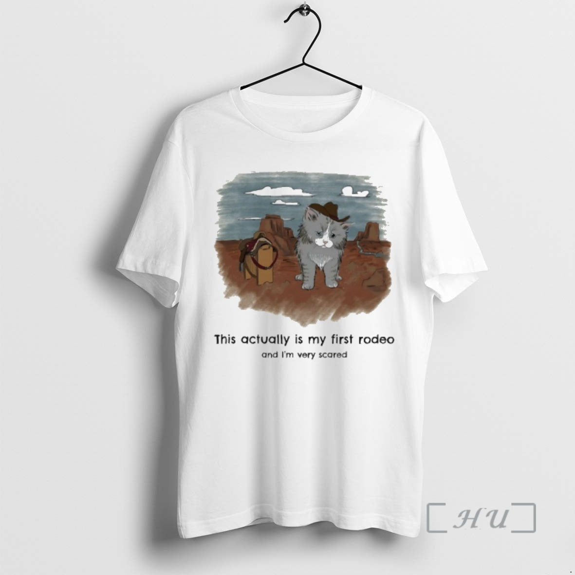 Trending Cat Cowboy This Actually Is My First Rodeo And Im Very Scared Premium - clothing by TeeHivey.com