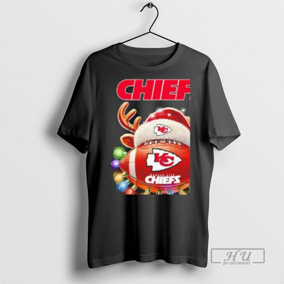 Trending Kansas City Chiefs Football With Santa Deer Hat Christmas Blackshirt T Shirts - clothing by TeeHivey.com