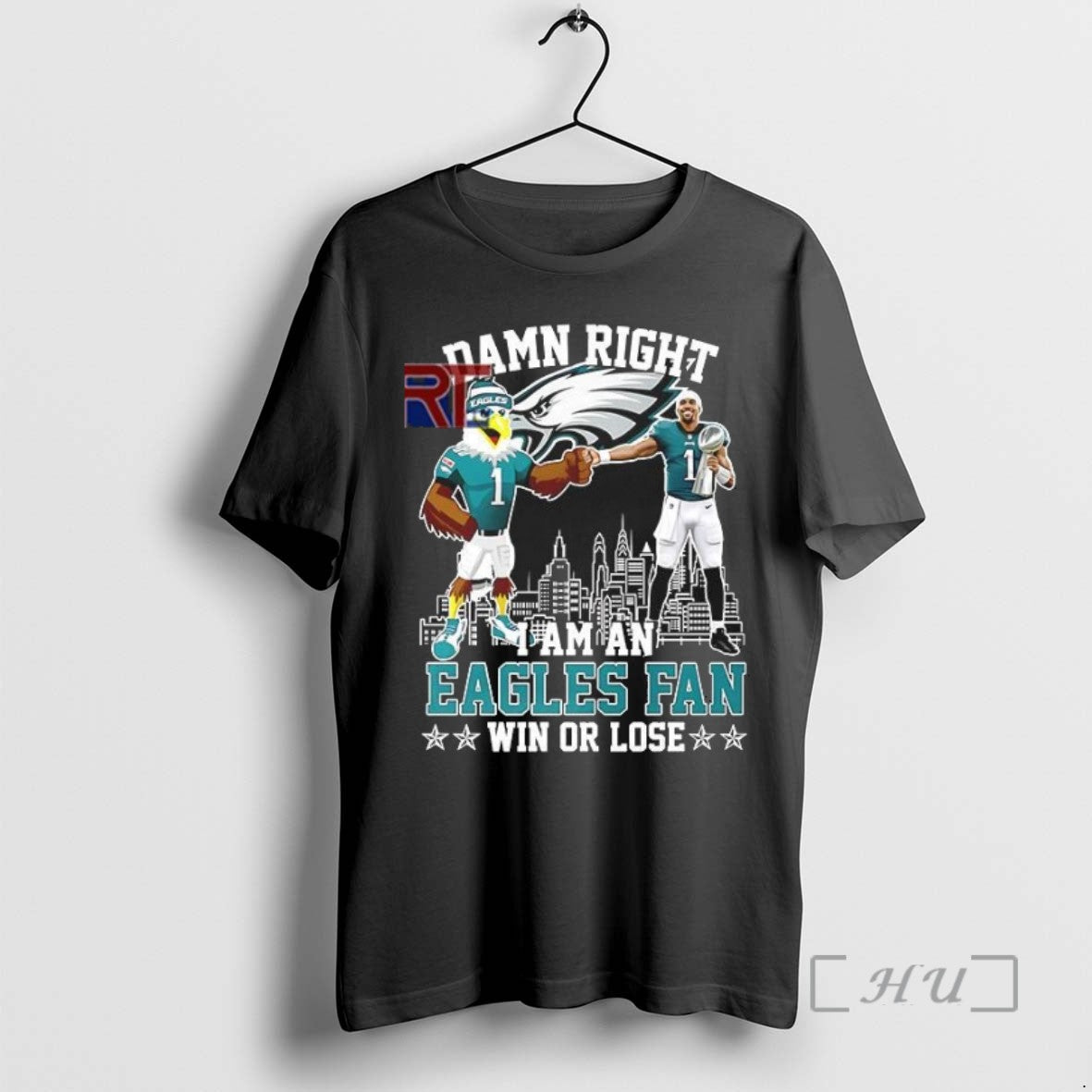 Trending Mascot And Jalen Hurts Damn Right I Am An Eagle Fan Win Or Lose - clothing by TeeHivey.com