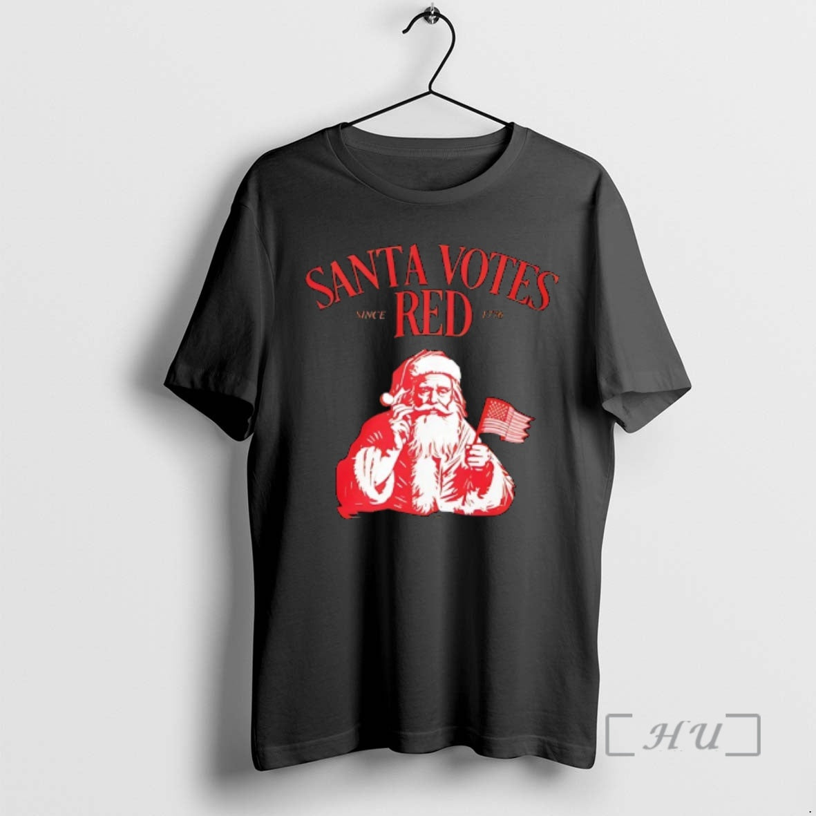 Trending Santa Votes Red Since 1776 Christmas Holding American Flag Retro Premium T Shirts Sweater - clothing by TeeHivey.com