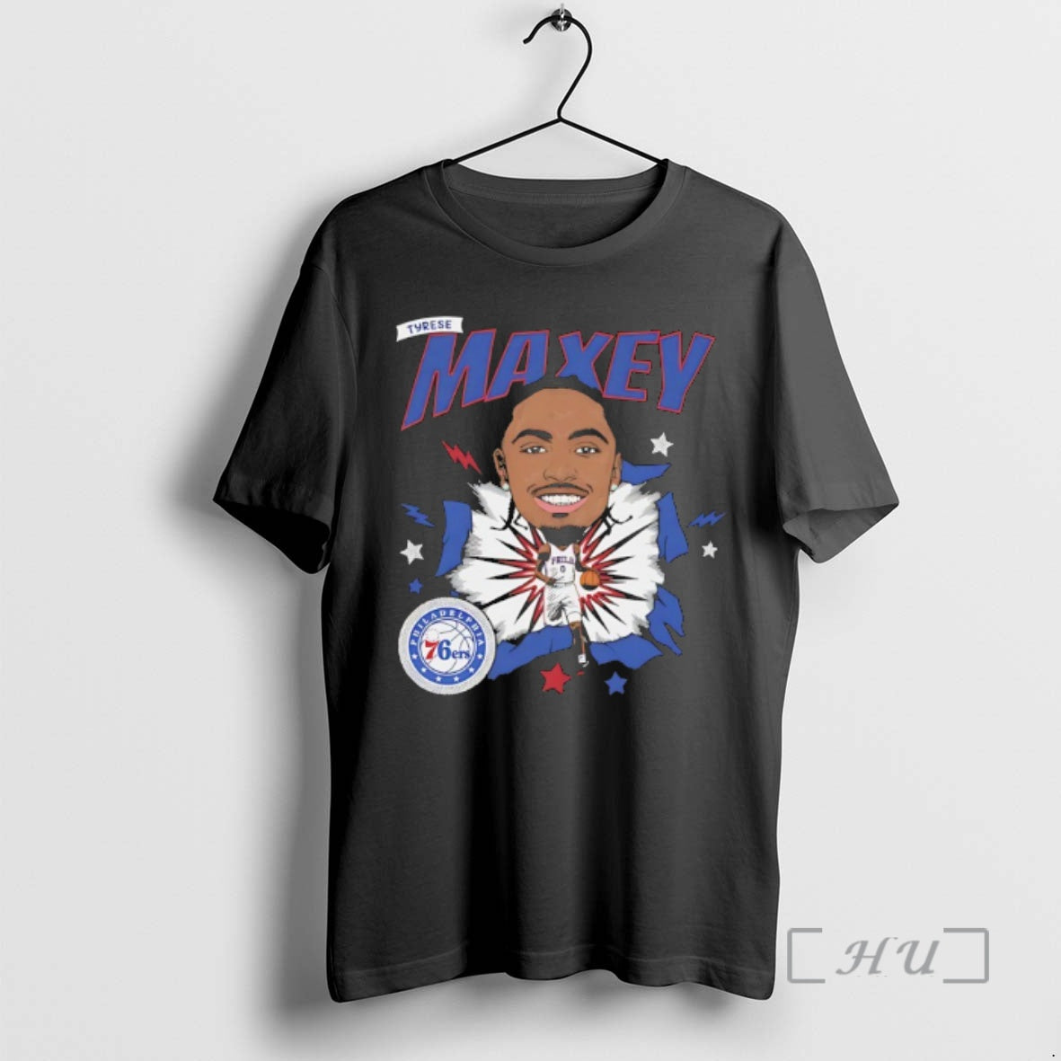 Trending Tyrese Maxey Philadelphia 76ers Basketball Player Caricature - clothing by TeeHivey.com