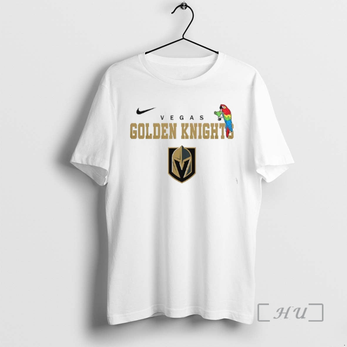 Trending Vegas Golden Knights X Jimmy Buffett Parrot Mascot Double Sided Graphic Premium T Shirts - clothing by TeeHivey.com
