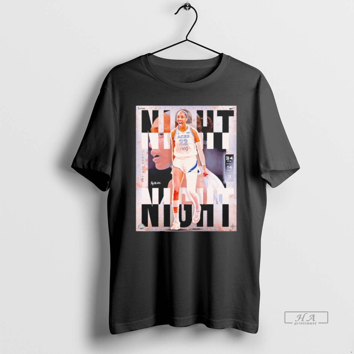 Trendy Night Night From The Goat Aja Wilson Las Vegas Aces Blackshirt - clothing by TeeHivey.com