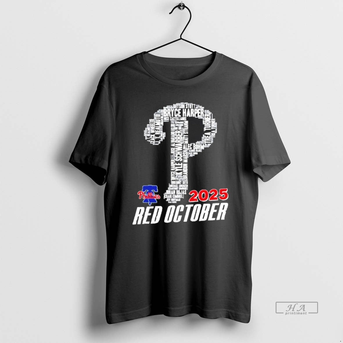 Trendy Philadelphia Phillies 2025 Red October Player Names Logo Blackshirt - clothing by TeeHivey.com