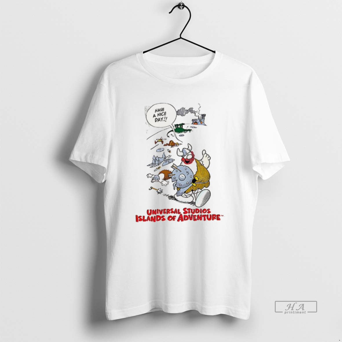 Trendy Universal Studios Islands Of Adventure Viking Have A Nice Day Vintage Cartoon - clothing by TeeHivey.com