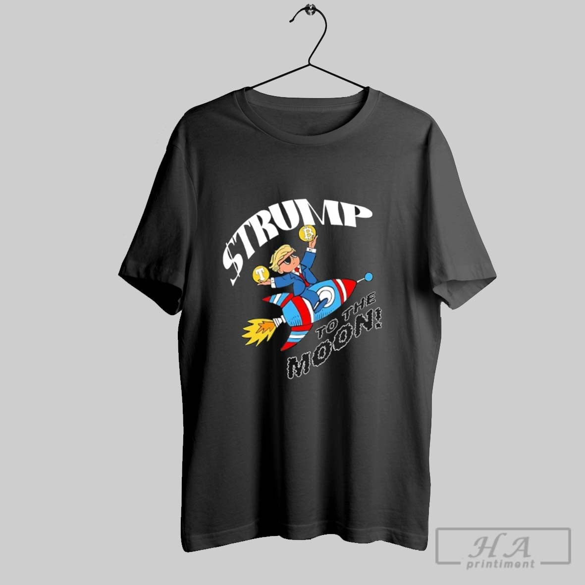 Trump To The Moon Spacecraft Caricature - clothing by TeeHivey.com