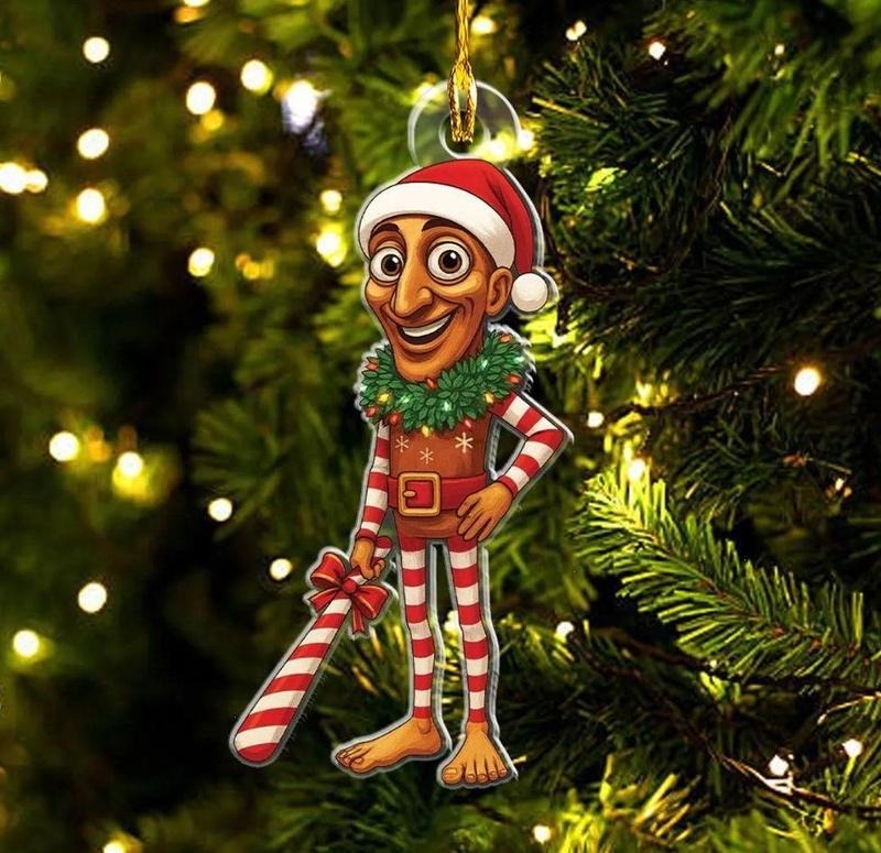 Tung Tung Tung Sahur Christmas Ornament, Funny Meme Holiday Ornament, Santa Party Humor Tree Decor Gift