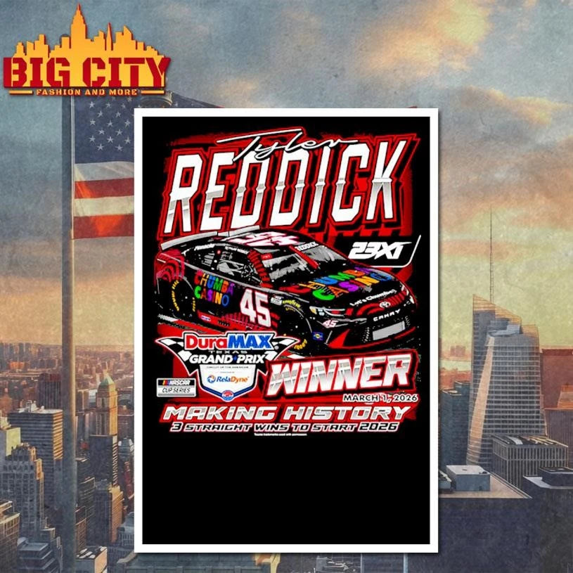 Tyler Reddick 23XI Racing Black 2026 DuraMax Texas Grand Prix Powered by RelaDyne Race Winner Shirt