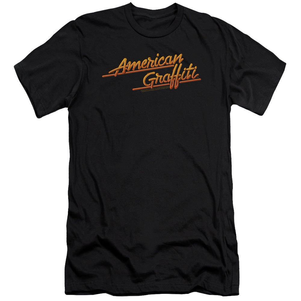 American Graffiti Neon Logo Slim Fit Mens T Shirt Black - clothing by TeeHivey.com