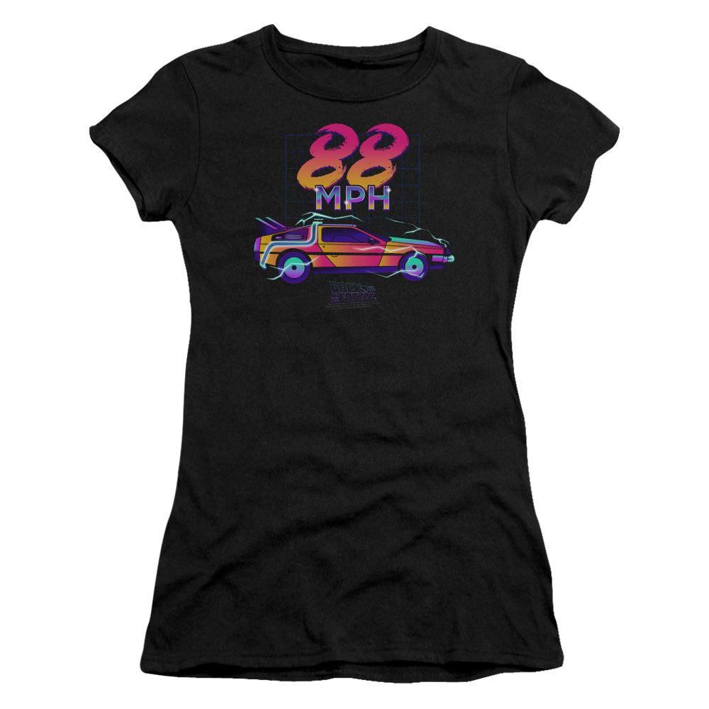 Back To The Future 88 MPH Junior Sheer Cap Sleeve Womens T Shirt Black - clothing by TeeHivey.com