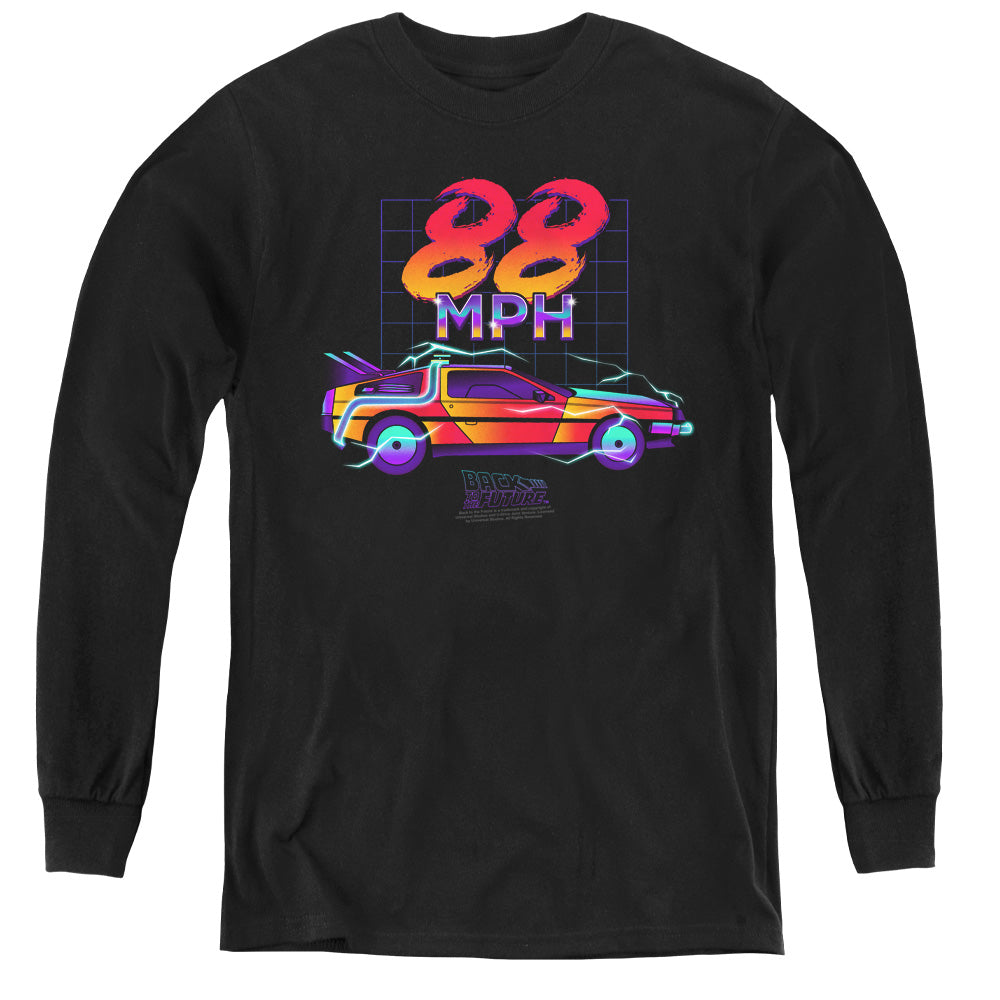 Back To The Future 88 MPH Long Sleeve Kids Youth T Shirt Black - clothing by TeeHivey.com