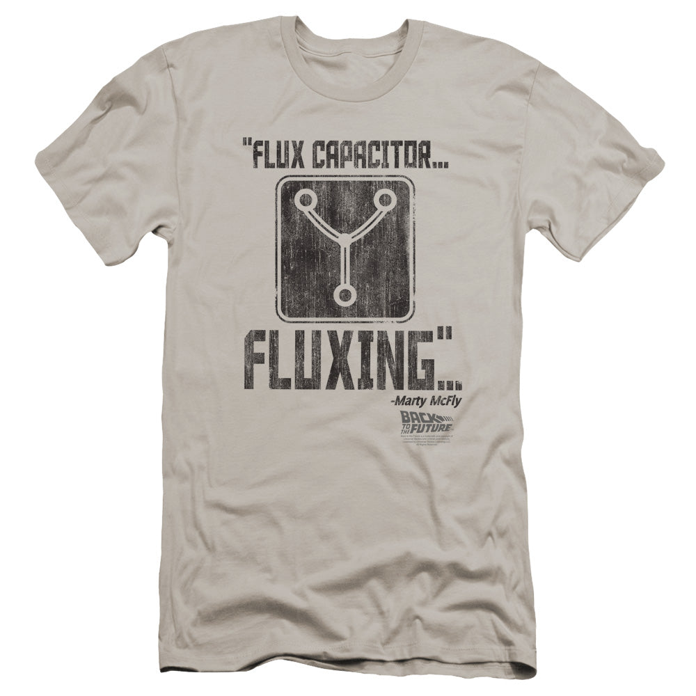 Back To The Future Fluxing Premium Bella Canvas Slim Fit Mens T Shirt Silver