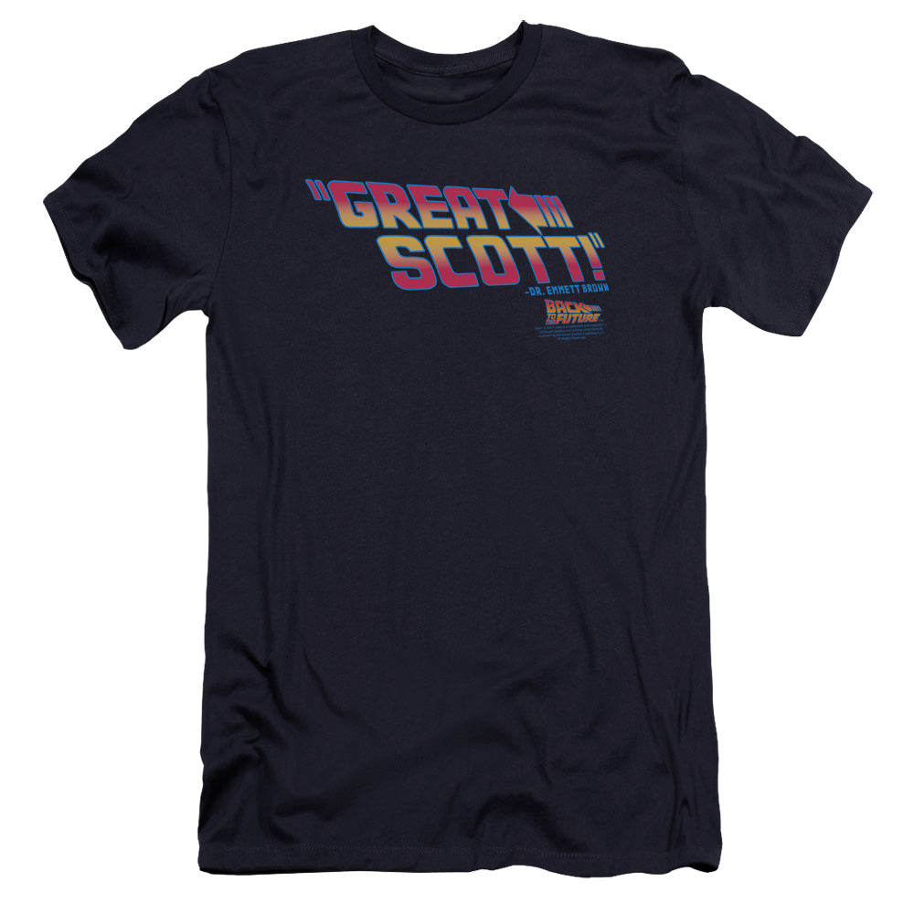 Back To The Future Great Scott Premium Bella Canvas Slim Fit Mens T Shirt Navy - clothing by TeeHivey.com