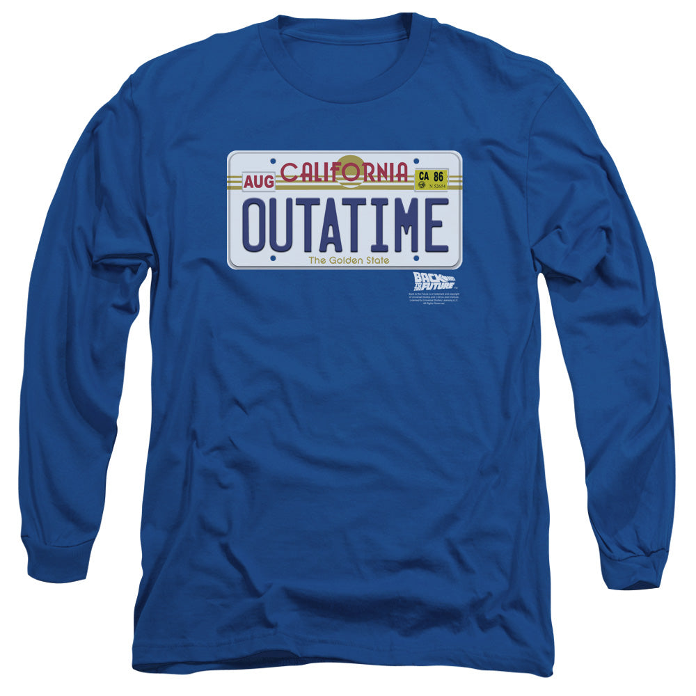 Back To The Future Outatime Plate Mens Long Sleeve Shirt Royal Blue - clothing by TeeHivey.com (Image 2)