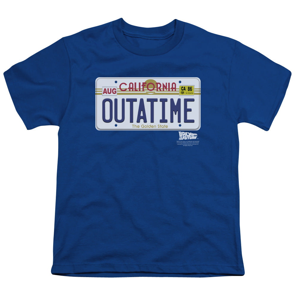 Back To The Future Outatime Plate Kids Youth T Shirt Royal Blue - clothing by TeeHivey.com