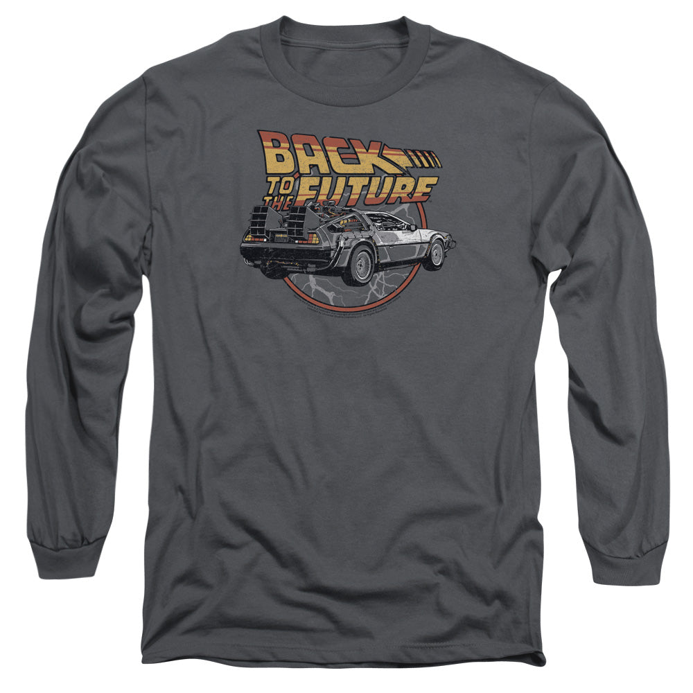 Back To The Future Time Machine Mens Long Sleeve Shirt Charcoal Charcoal - clothing by TeeHivey.com