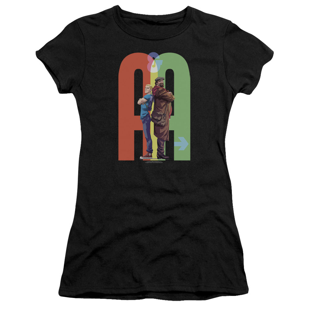 Archer & Armstrong Back To Bak Junior Sheer Cap Sleeve Womens T Shirt Black - clothing by TeeHivey.com