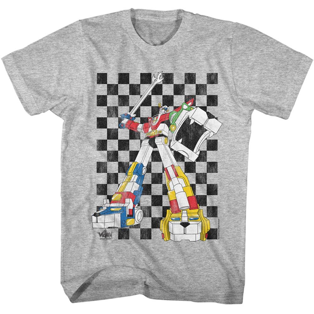 Voltron - 80s Checkerboard - Short Sleeve - Heather - Adult - T-Shirt - clothing by TeeHivey.com