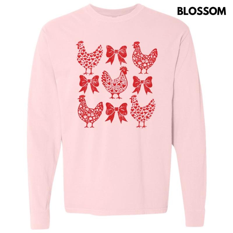 Valentine Chickens Long Sleeve Comfort Colors T-Shirt