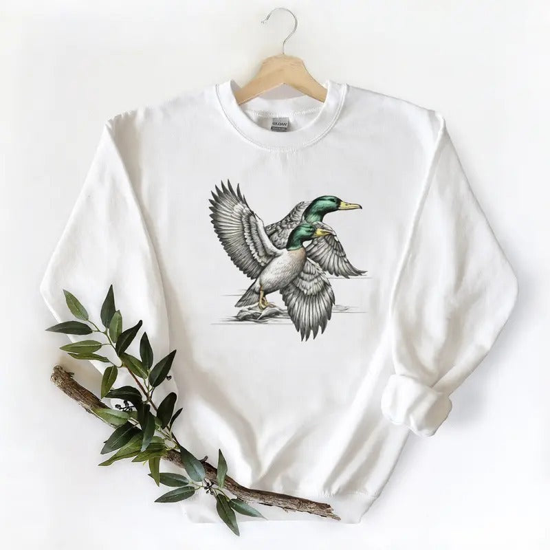 Valentine Mallard Ducks Couple Unisex Tshirt Sweatshirt Hoodie, for duck hunters, husbands and Mallard duck lovers