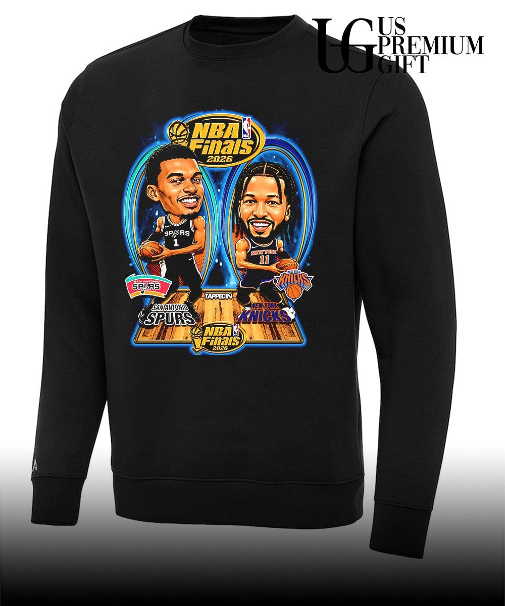 Victor Wembanyama Spurs and Jalen Brunson Knicks 2026 NBA Finals basketball caricature shirt