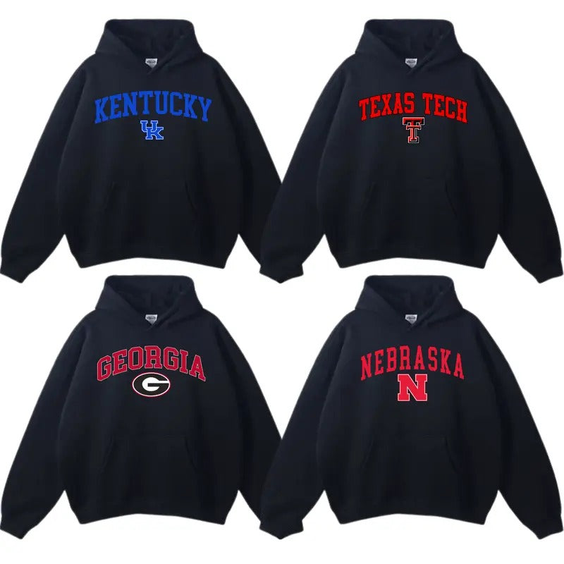 Vintage Sport Teams NCAA Collection Unisex Crewneck Black Hoodie, Graphic Team Collection Hoodie, Gift For NCAA Fan