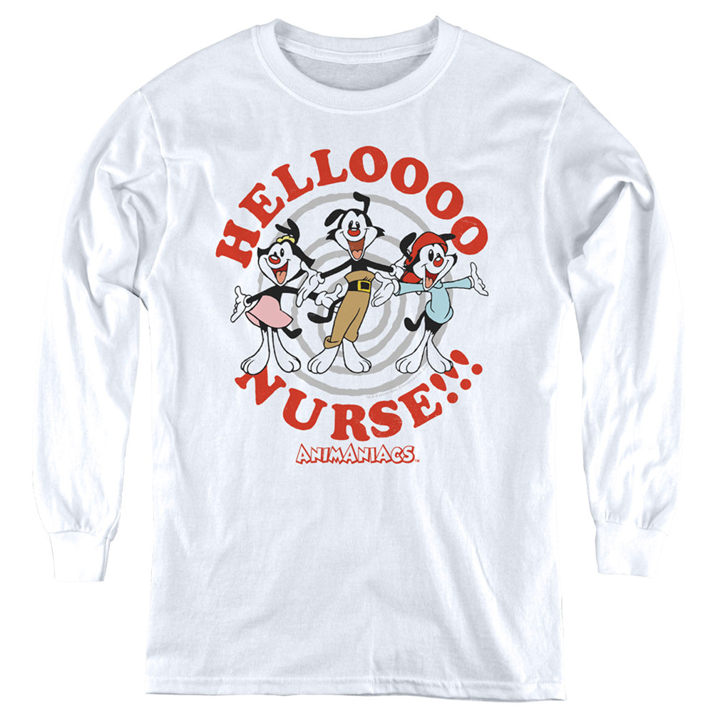 Animaniacs Hello Nurse Long Sleeve Kids Youth T Shirt White - clothing by TeeHivey.com