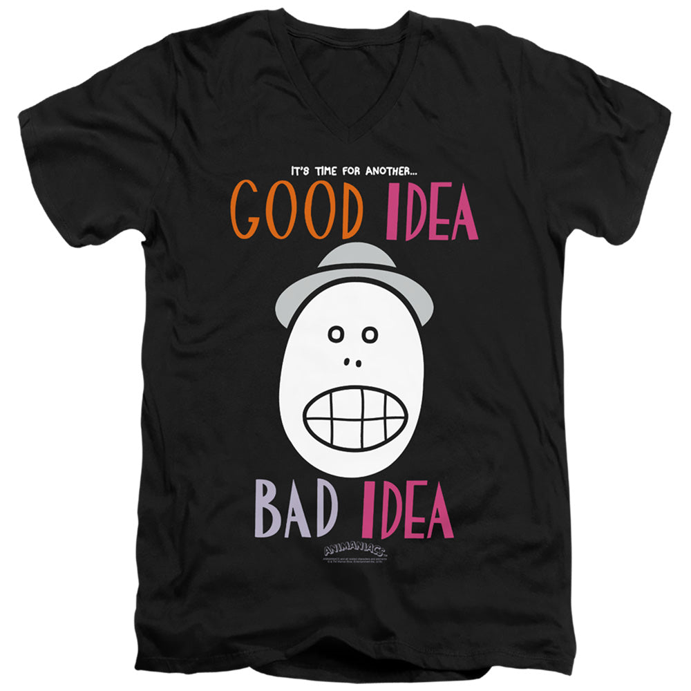 Animaniacs Good Idea Bad Idea Mens Slim Fit V-Neck T Shirt Black - clothing by TeeHivey.com