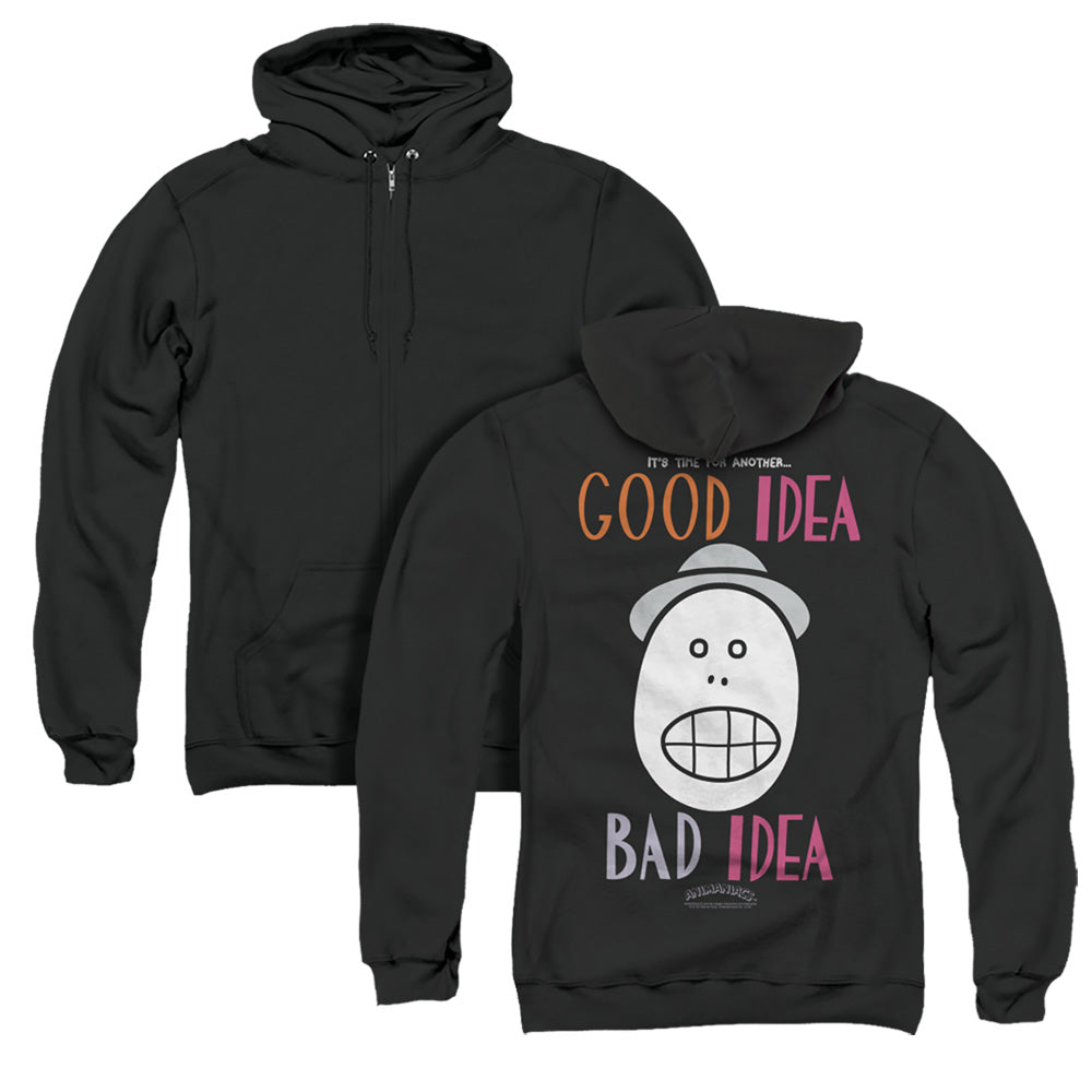 Animaniacs Good Idea Bad Idea Back Print Zipper Mens Hoodie Black - clothing by TeeHivey.com