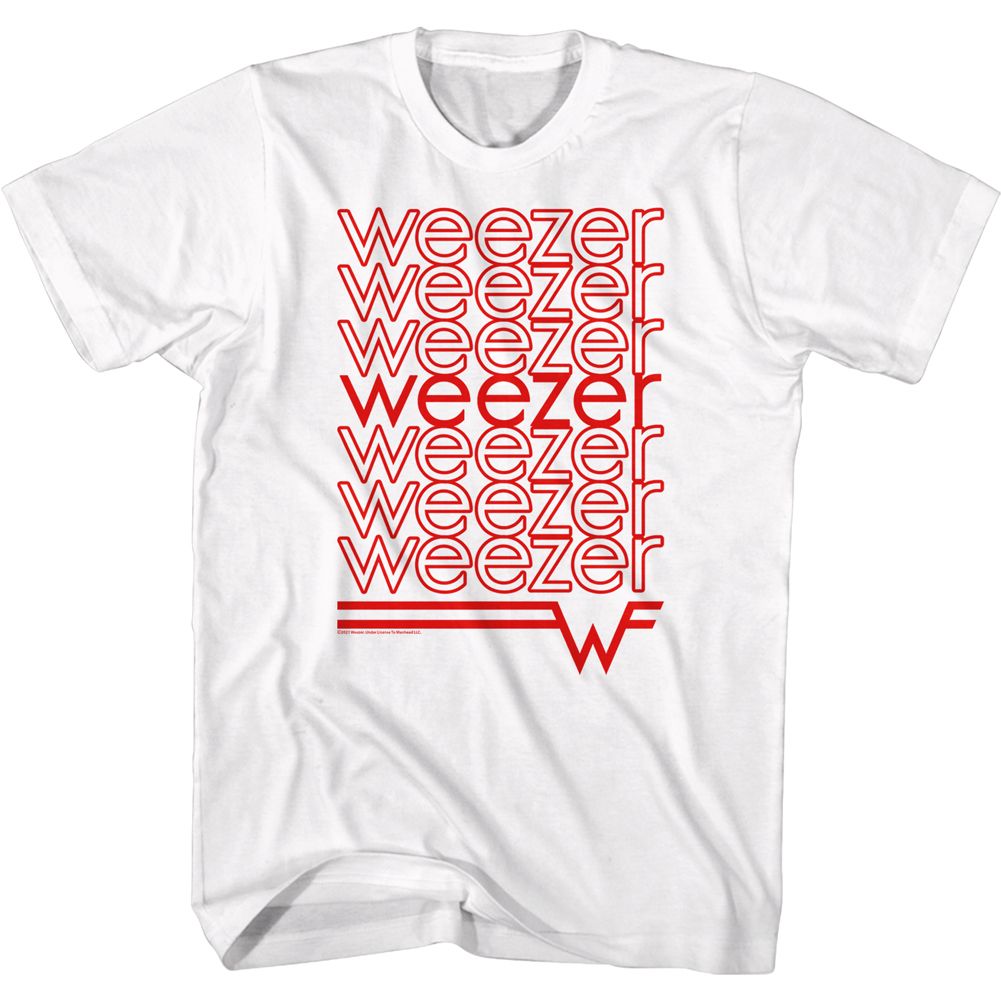 Weezer - Repeating Logo - Short Sleeve - Adult - T-Shirt - clothing by TeeHivey.com