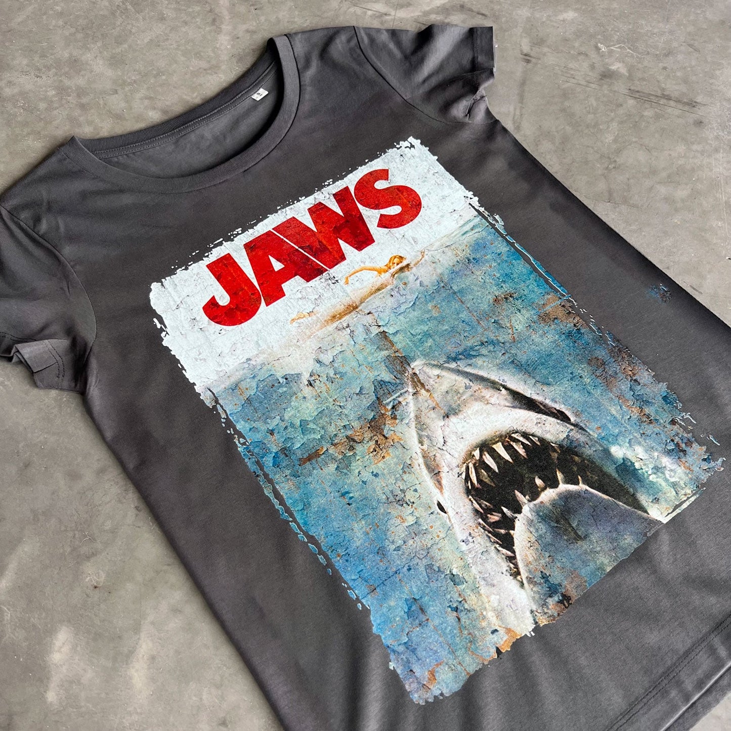 Jaws Distressed Movie Poster Womens T Shirt