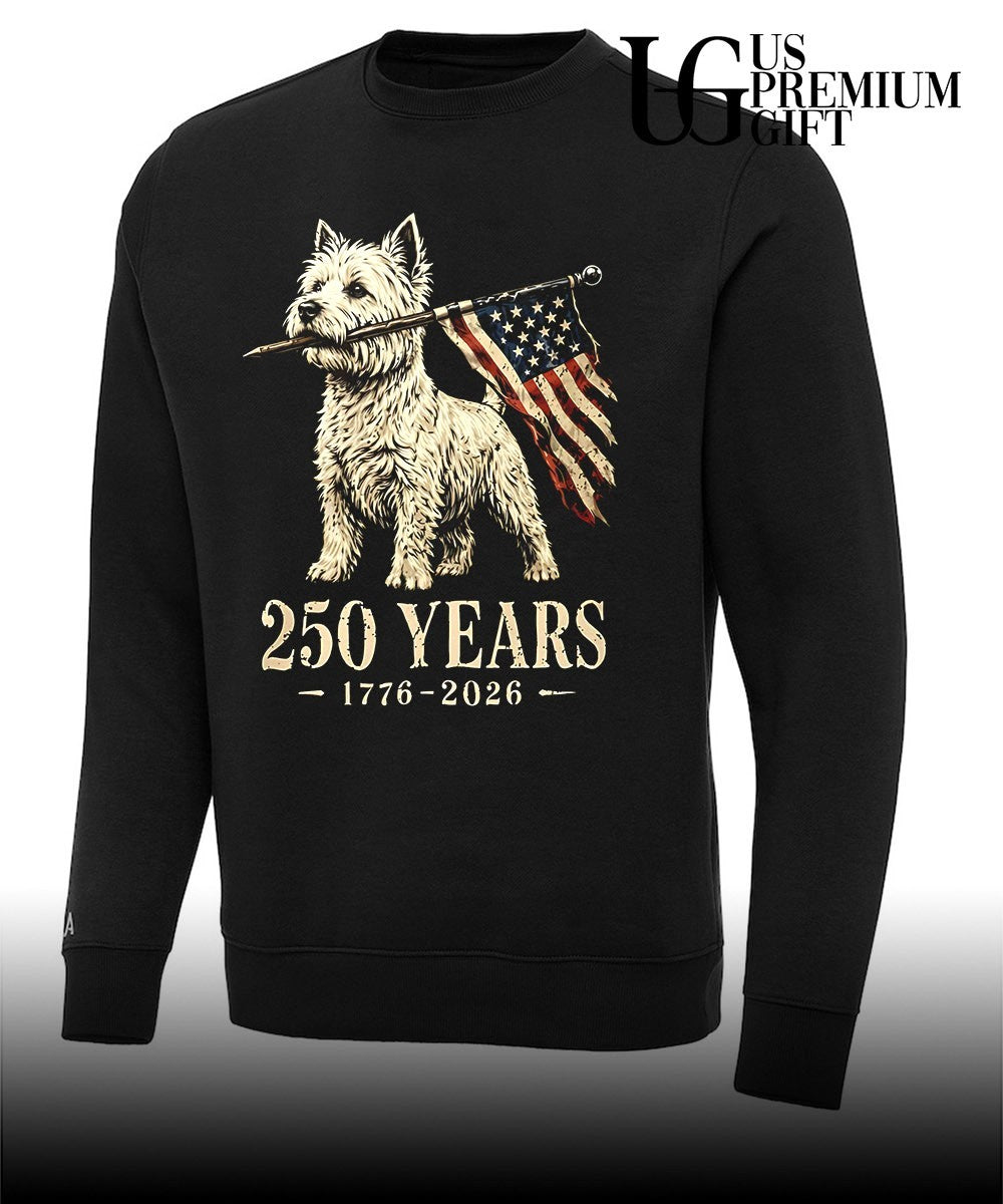 Westie Dog 250 Years 1776 2026 American Flag Patriotic shirt