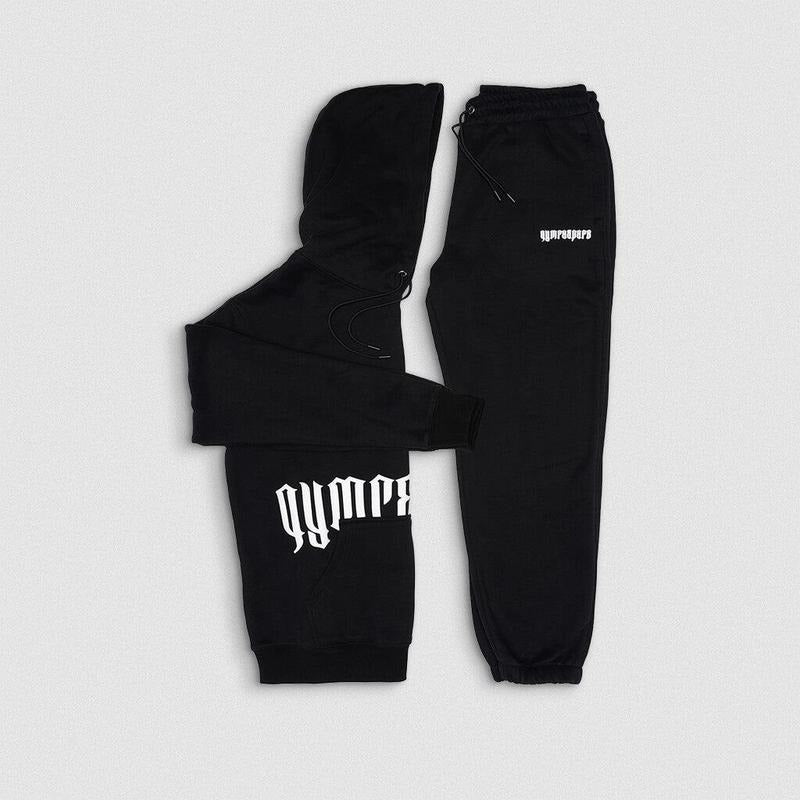 Phantom Warm-Up Set - Black/White Fleece Joggers and Hoodie for All Seasons