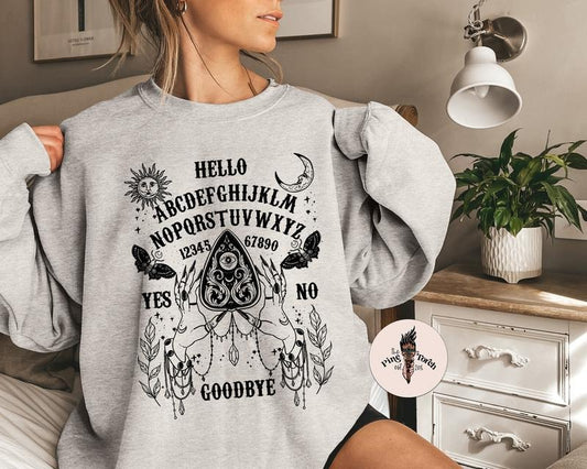 Witchy Planchette Pullover, witchy board witchy occult pullover, spirit board sweatshirt