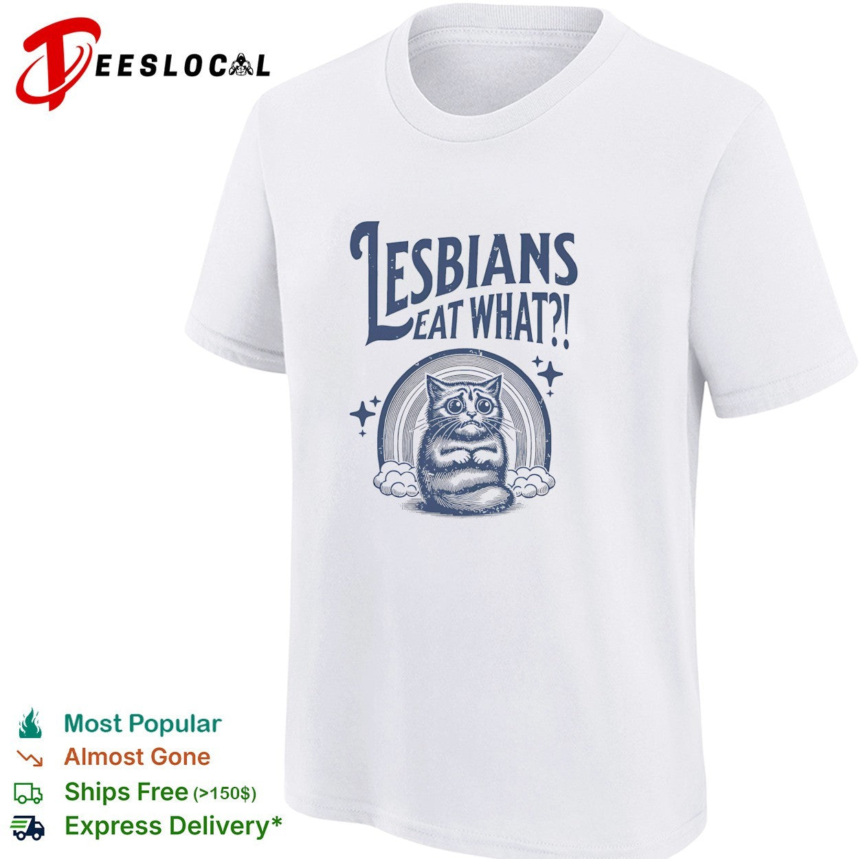 Worried cat sitting lesbians eat what meme shirt